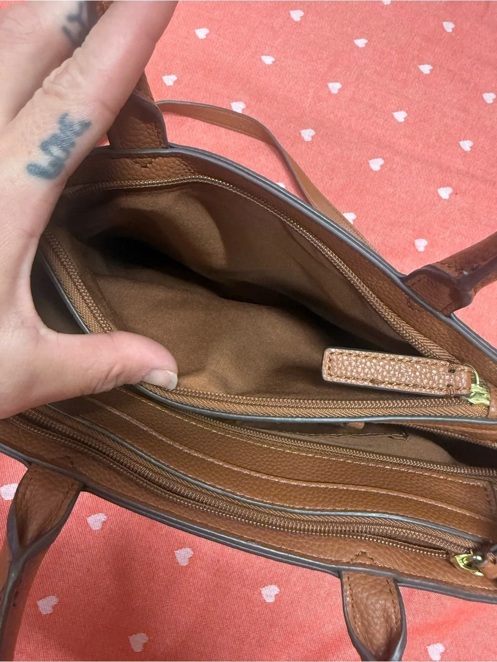 Liz Claiborne Brown & White Geometric Satchel